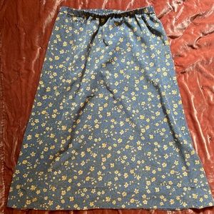 Long Floral Print Vintage Skirt One Size
